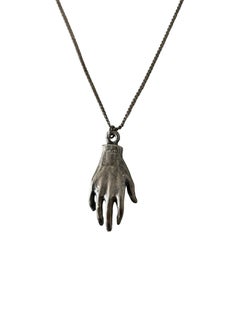 Mid-20th Century Italian Sterling Silver Devotional Hand Pendant with Crucifix