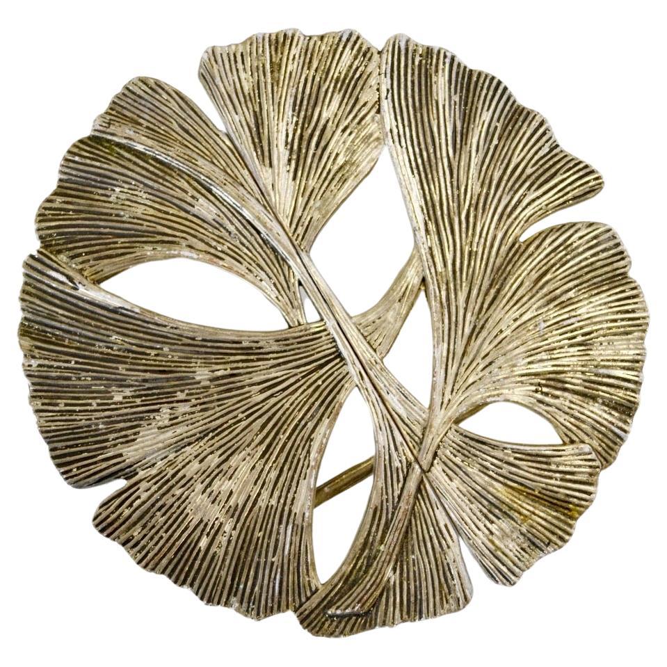 Dessous-de-plat télescopique italien du milieu du 20e siècle avec motif de feuilles de ginkgo en vente
