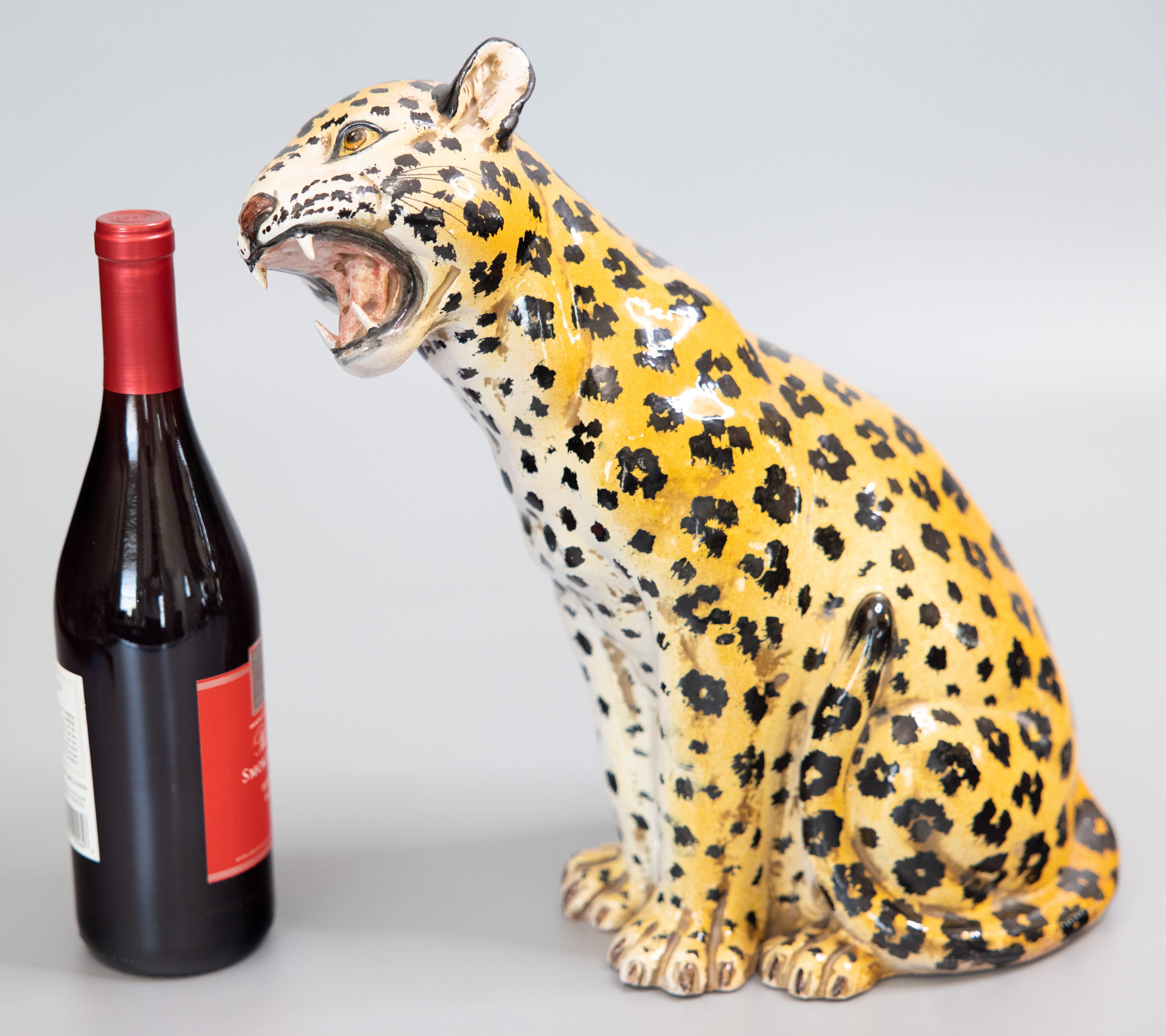 Mid-20th Century Italian Terracotta Growling Leopard Sculpture 3