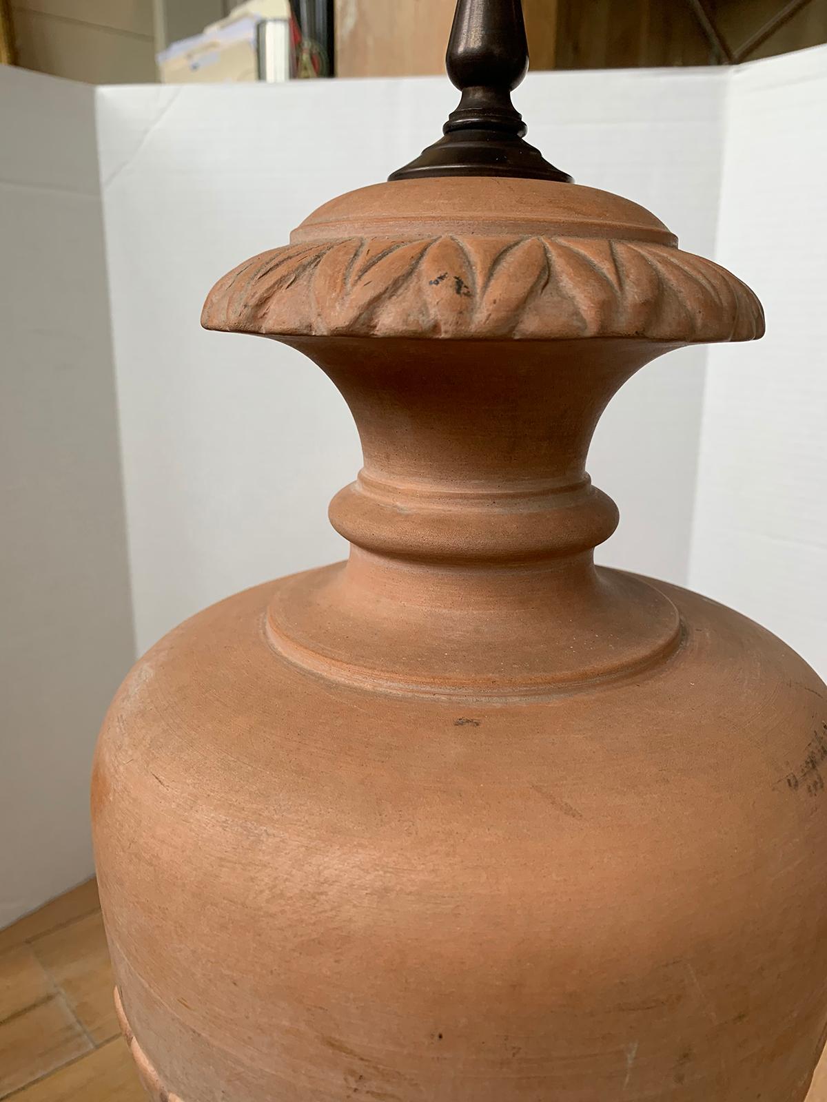 Mid-20th Century Italian Terracotta Urn as Lamp For Sale 6