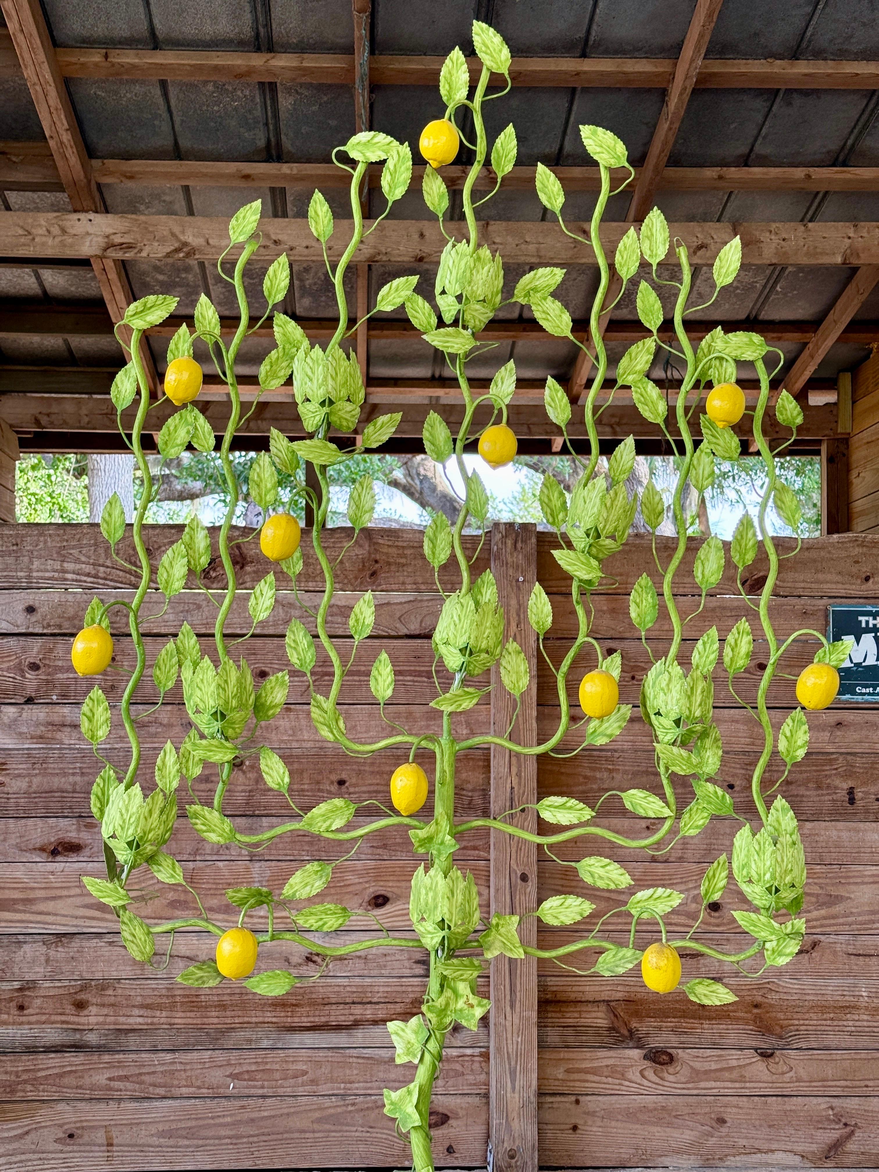 Hand-Crafted Mid-20th Century Italian Tole Lemon Espalier Tree Wall Light For Sale
