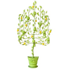 Mid-20th Century Italian Tole Lemon Espalier Tree Wall Light