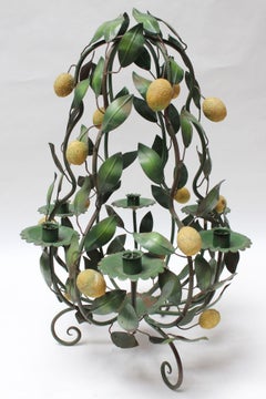 Mid-20th Century Italian Tole Lemon Tree Candelabra / Chandelier