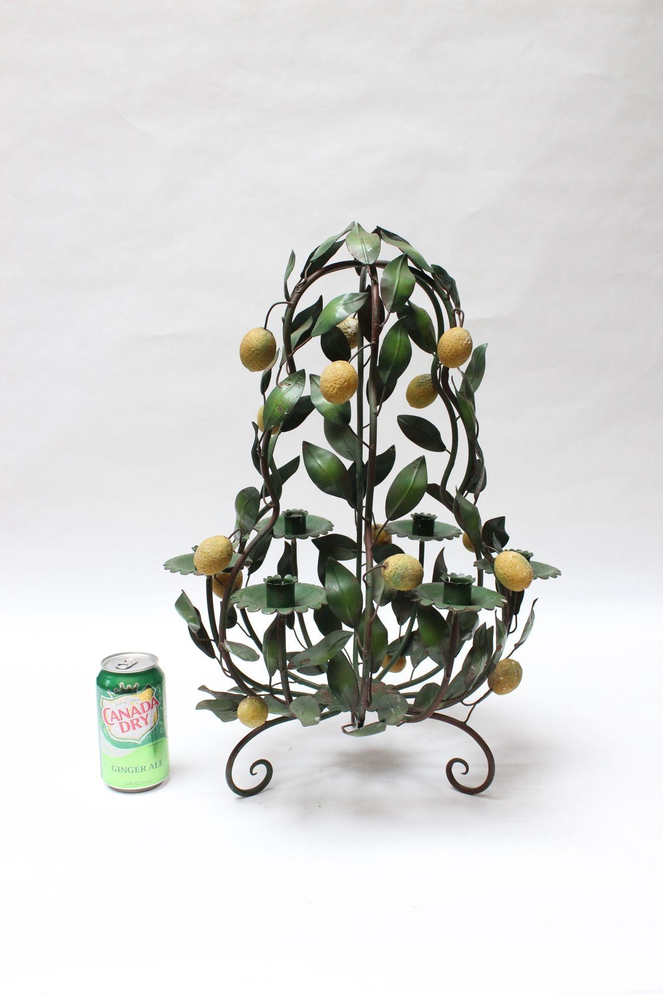 Mid-Century Modern Mid-20th Century Italian Tole Lemon Tree Candelabra / Chandelier