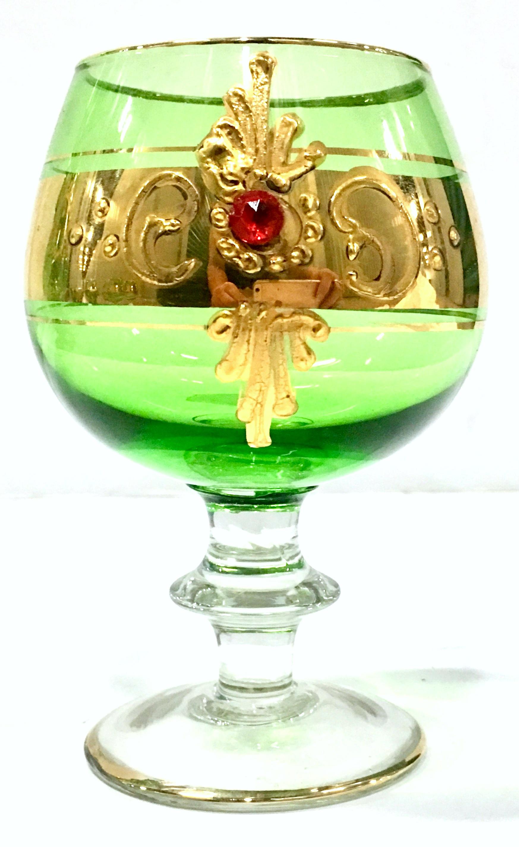 Mid-20th Century Italian Venetian Blown Glass and 22-Karat Gold Drinks Set of 6 In Good Condition For Sale In West Palm Beach, FL