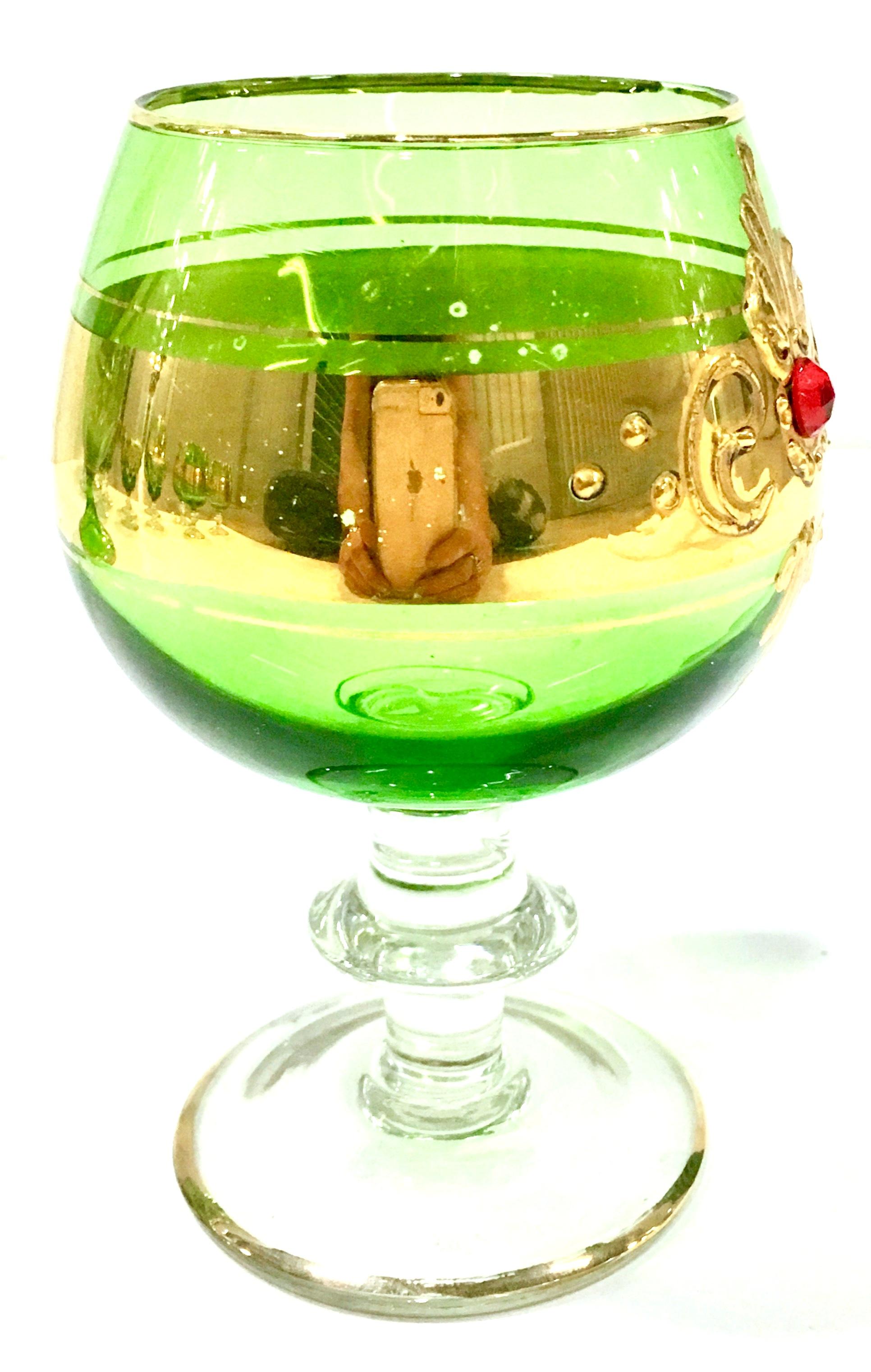 Mid-20th Century Italian Venetian Blown Glass and 22-Karat Gold Drinks Set of 6 For Sale 1