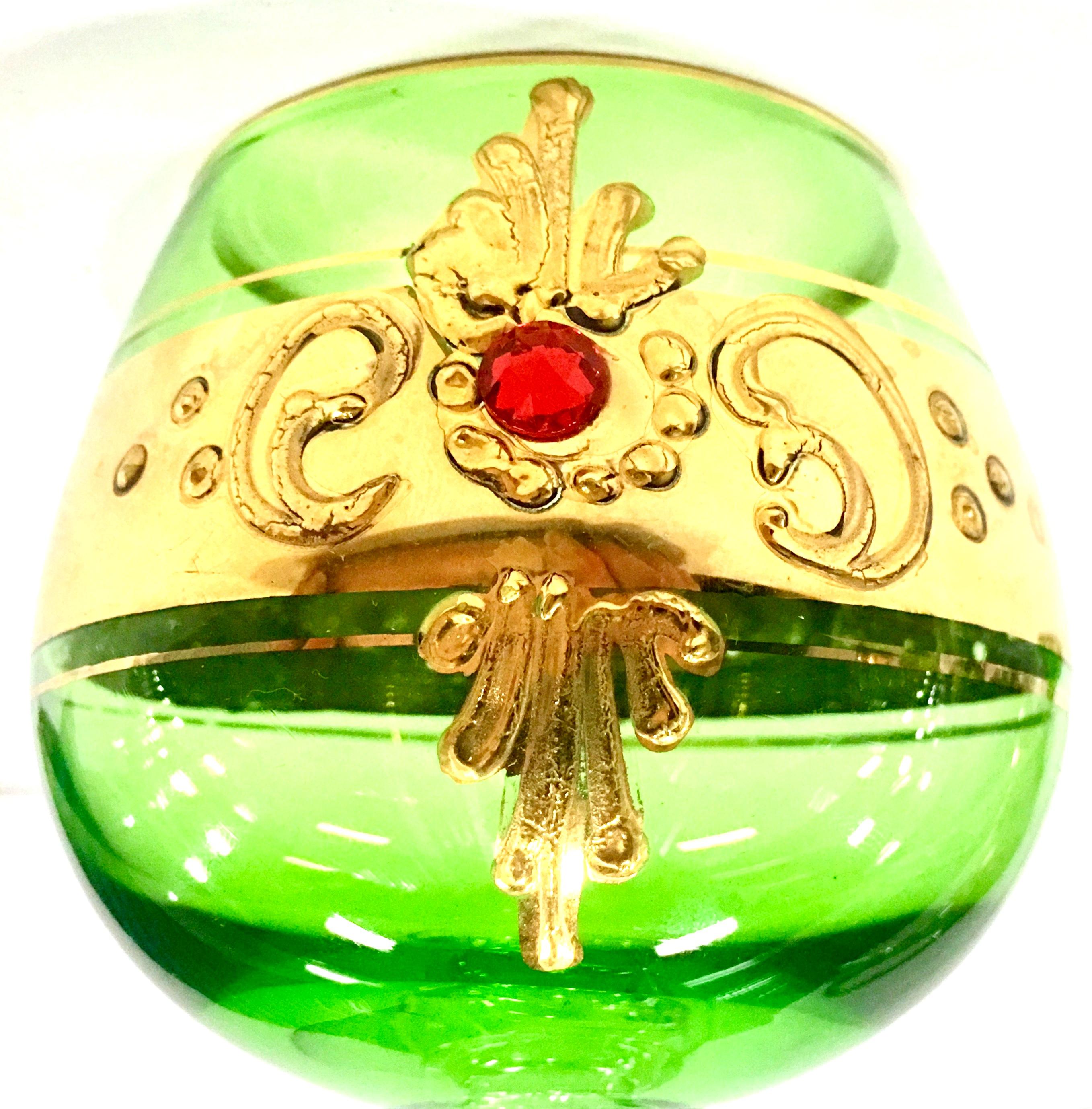 Mid-20th Century Italian Venetian Blown Glass and 22-Karat Gold Drinks Set of 6 For Sale 2