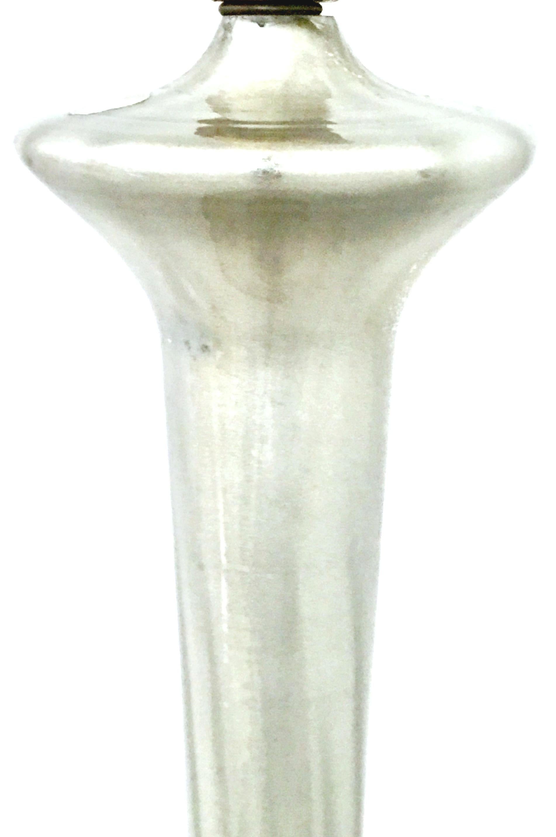 Mid-20th Century Italian Venetian Glass Eglomise Silver Leaf Decalcomania Lamp For Sale 8