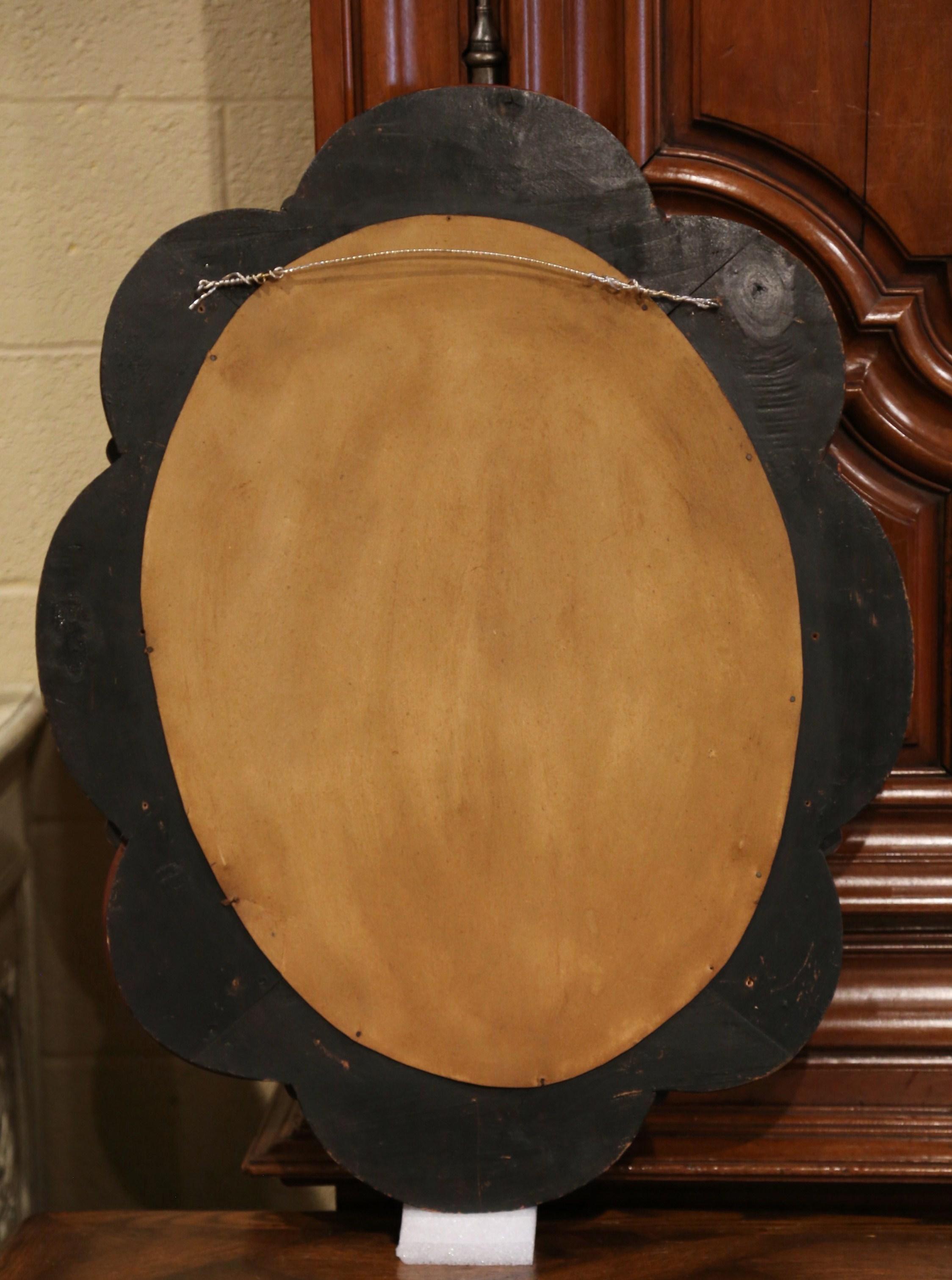 Mid-20th Century Italian Venetian Wall Mirror with Painted Floral Etching 2
