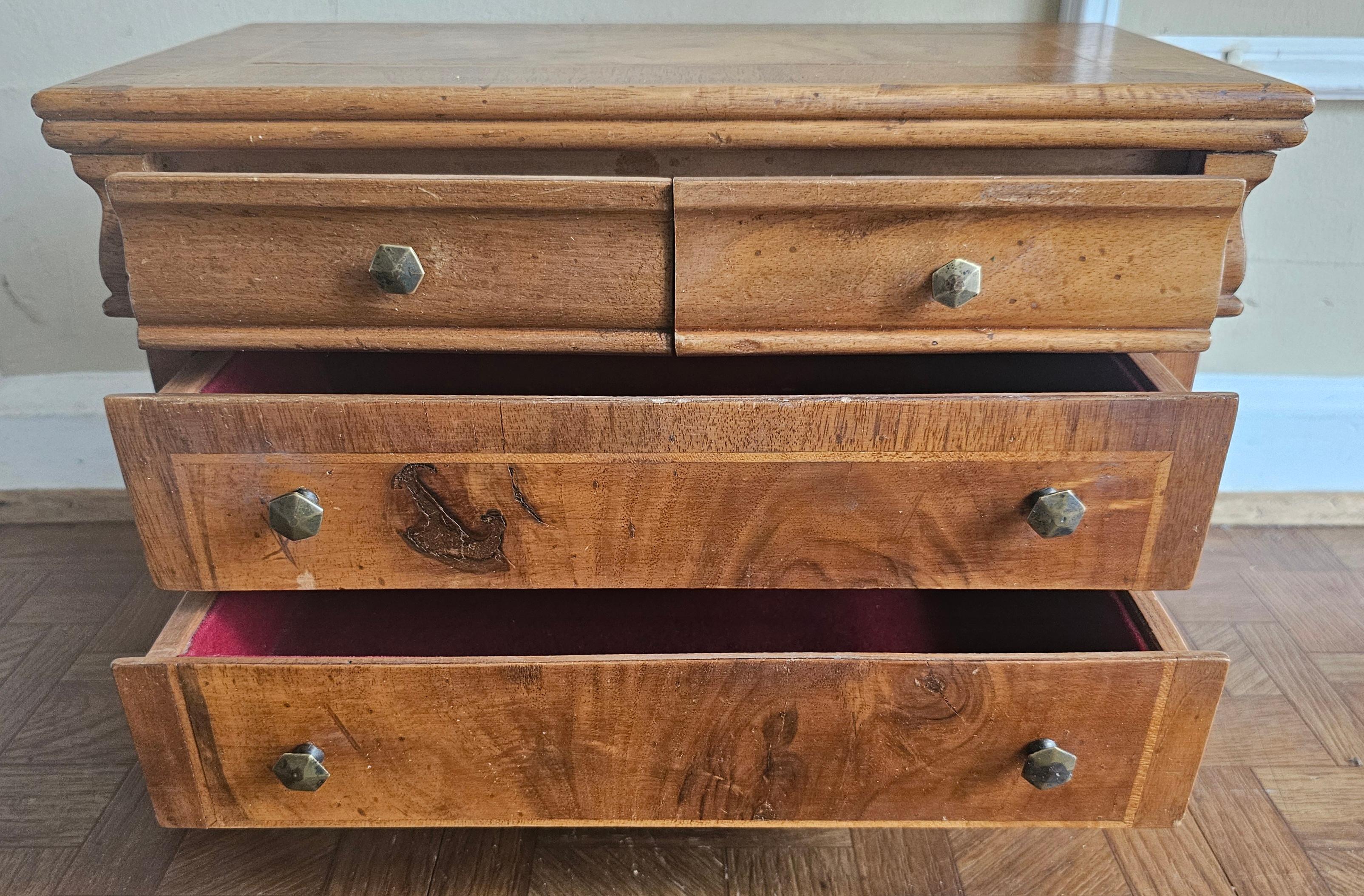 Mid-Century Modern Mid 20th Century Italian Walnut Crossbanded Inlaid Jewelry Chest For Sale