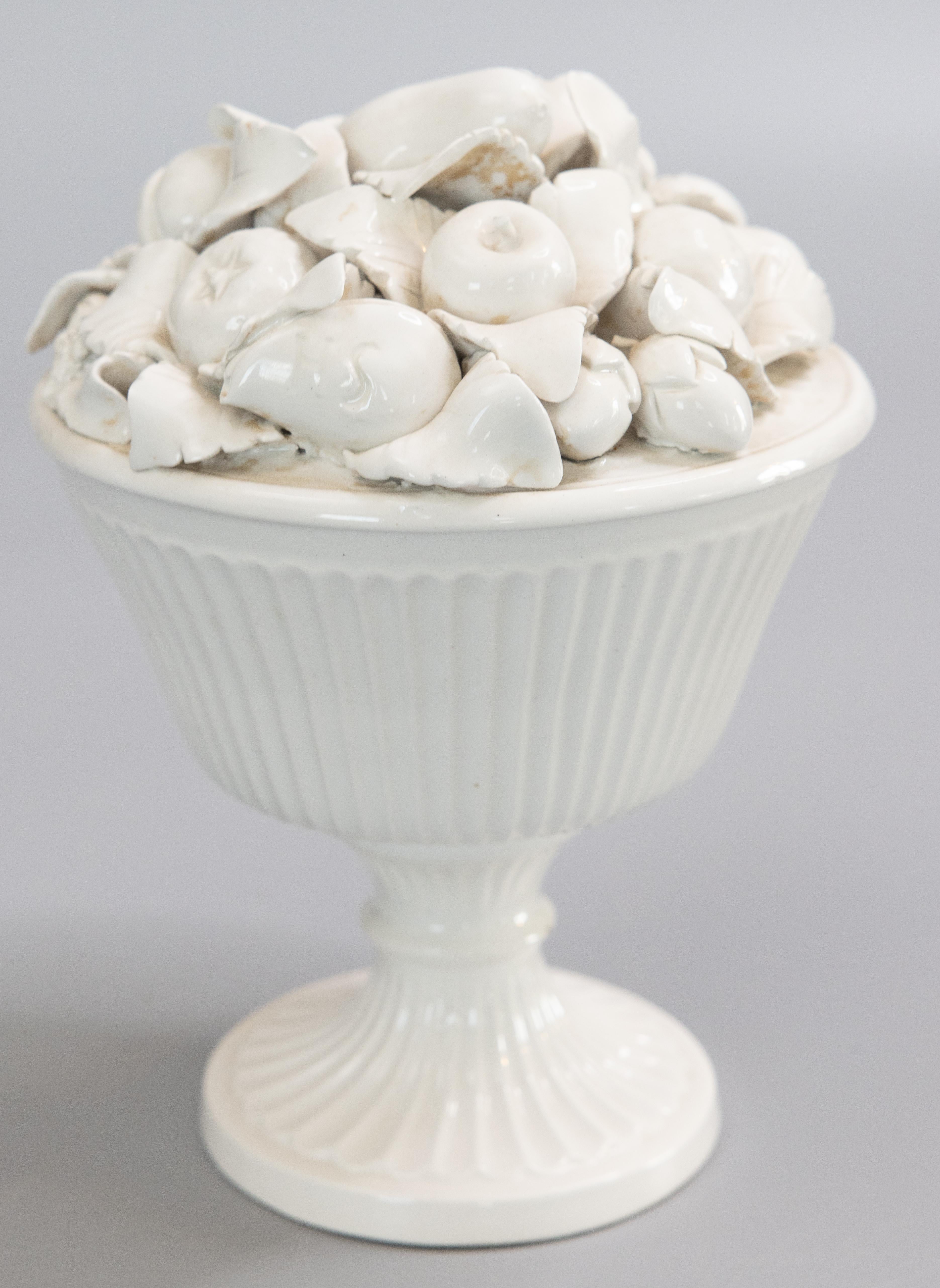 Ceramic Mid-20th Century Italian White Blanc De Chine Fruit Pedestal Bowl Compote