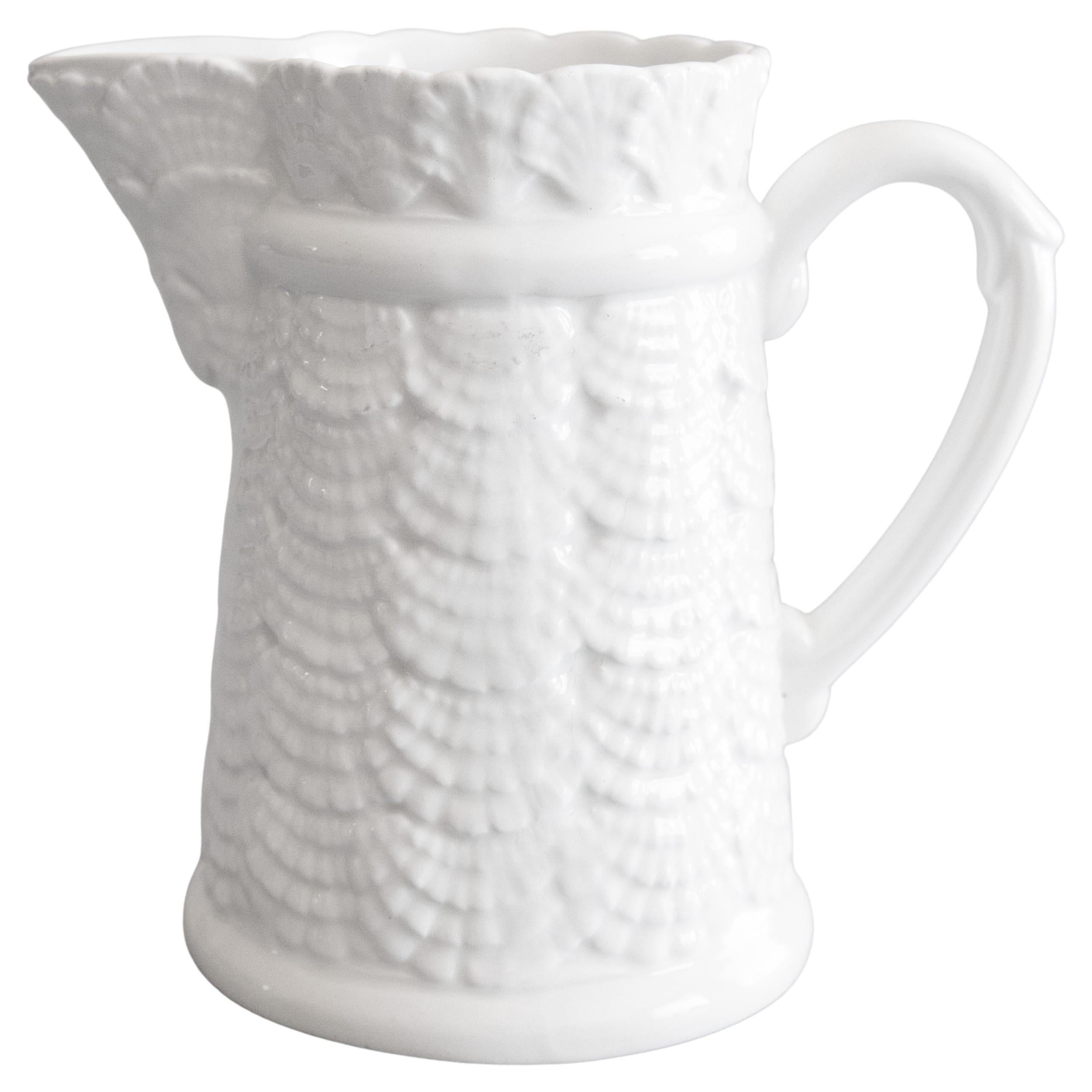 Mid-20th Century Italian White Ironstone Seashell Pitcher For Sale