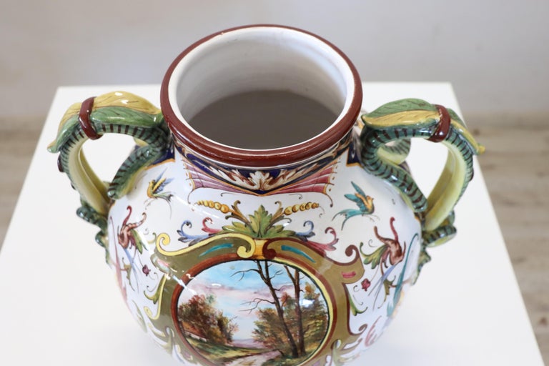 Mid 20th Century Italy Faenza Production Ceramic Vase, Signed For