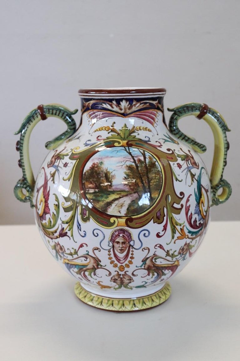 Mid 20th Century Italy Faenza Production Ceramic Vase, Signed For