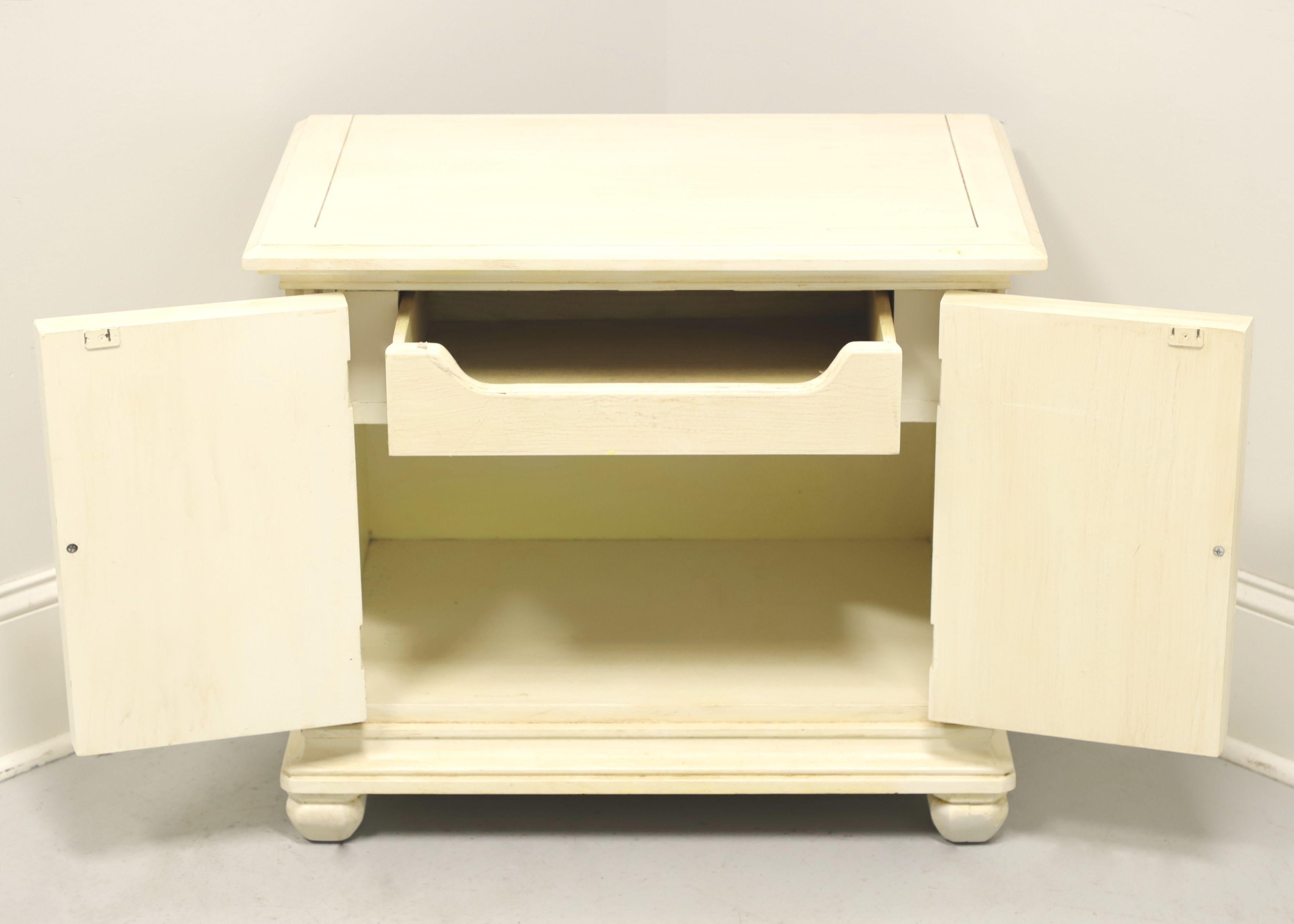 Mid 20th Century Ivory Painted Slightly Distressed Spanish Style Nightstand In Good Condition For Sale In Charlotte, NC