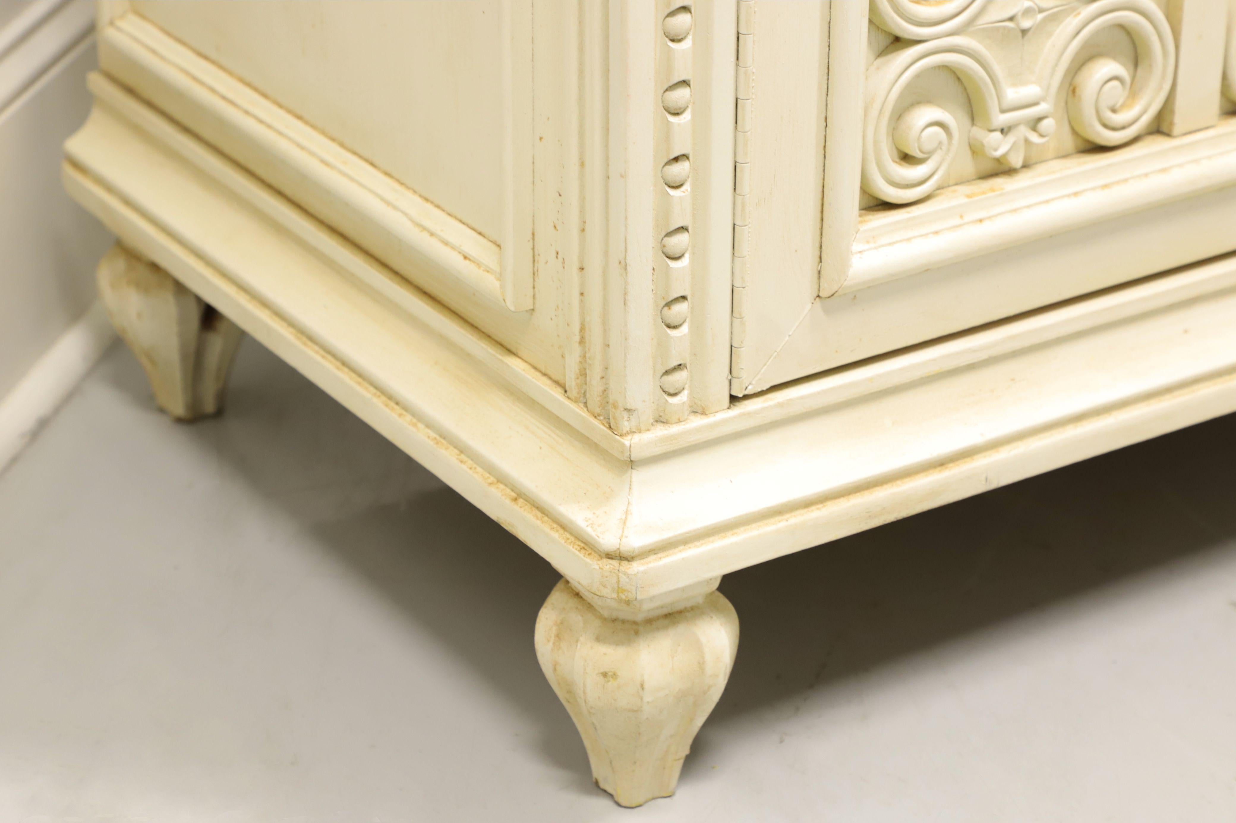 Mid 20th Century Ivory Painted Slightly Distressed Spanish Style Triple Dresser 1