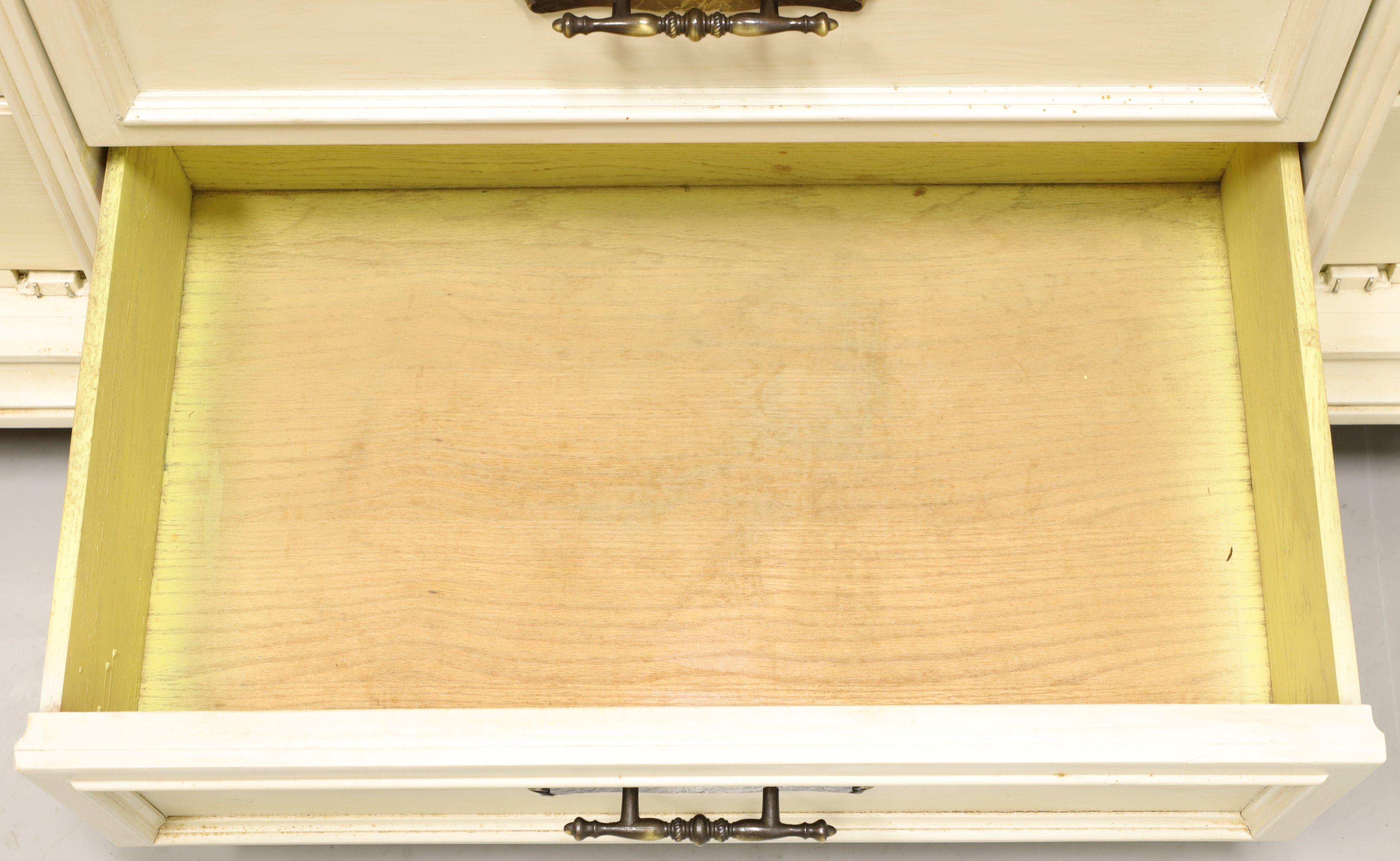 Mid 20th Century Ivory Painted Slightly Distressed Spanish Style Triple Dresser 2