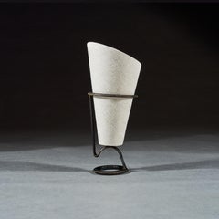 Mid 20th Century Jacques Adnet Black Leather Stitched Torch Shaped Table Lamp