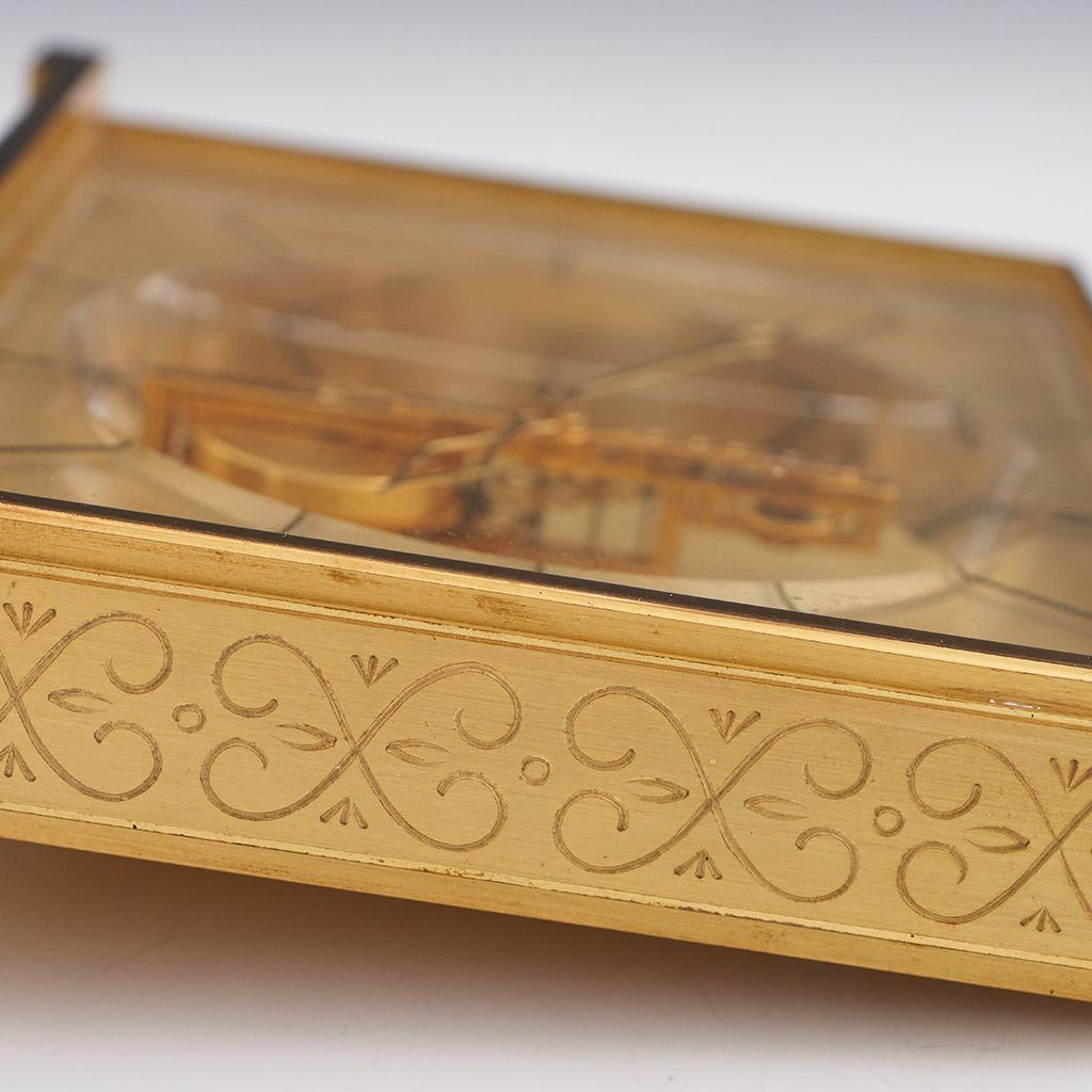 Mid 20th Century Jaeger LeCoultre Gilt Brass Mantel Clock 11