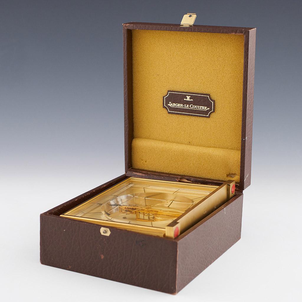 Swiss Mid 20th Century Jaeger LeCoultre Gilt Brass Mantel Clock