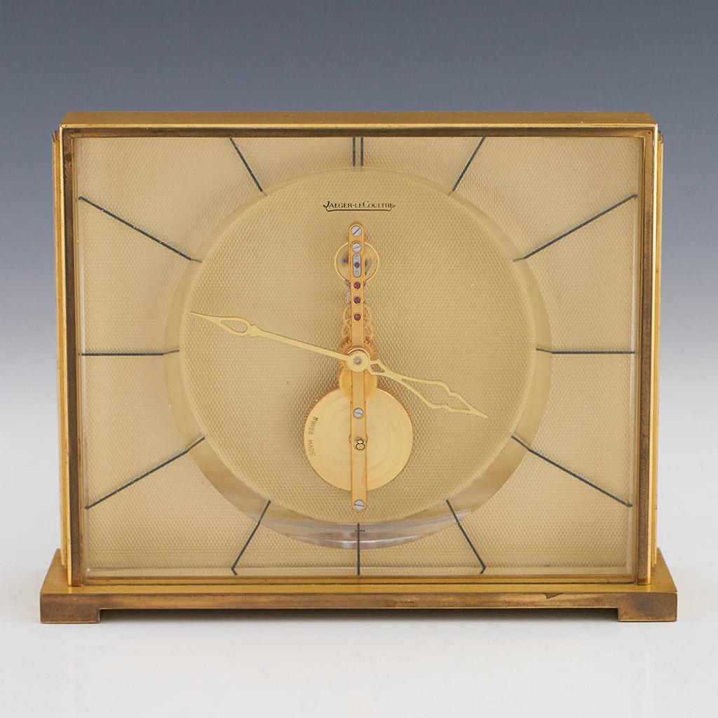 Mid 20th Century Jaeger LeCoultre Gilt Brass Mantel Clock In Good Condition In Forest Row, East Sussex