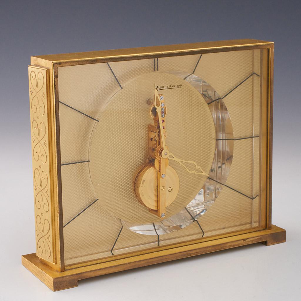 Mid 20th Century Jaeger LeCoultre Gilt Brass Mantel Clock 1