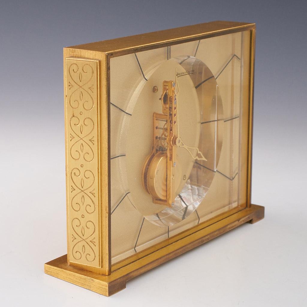 Mid 20th Century Jaeger LeCoultre Gilt Brass Mantel Clock 2