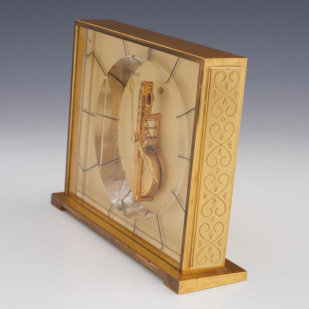 Mid 20th Century Jaeger LeCoultre Gilt Brass Mantel Clock 3