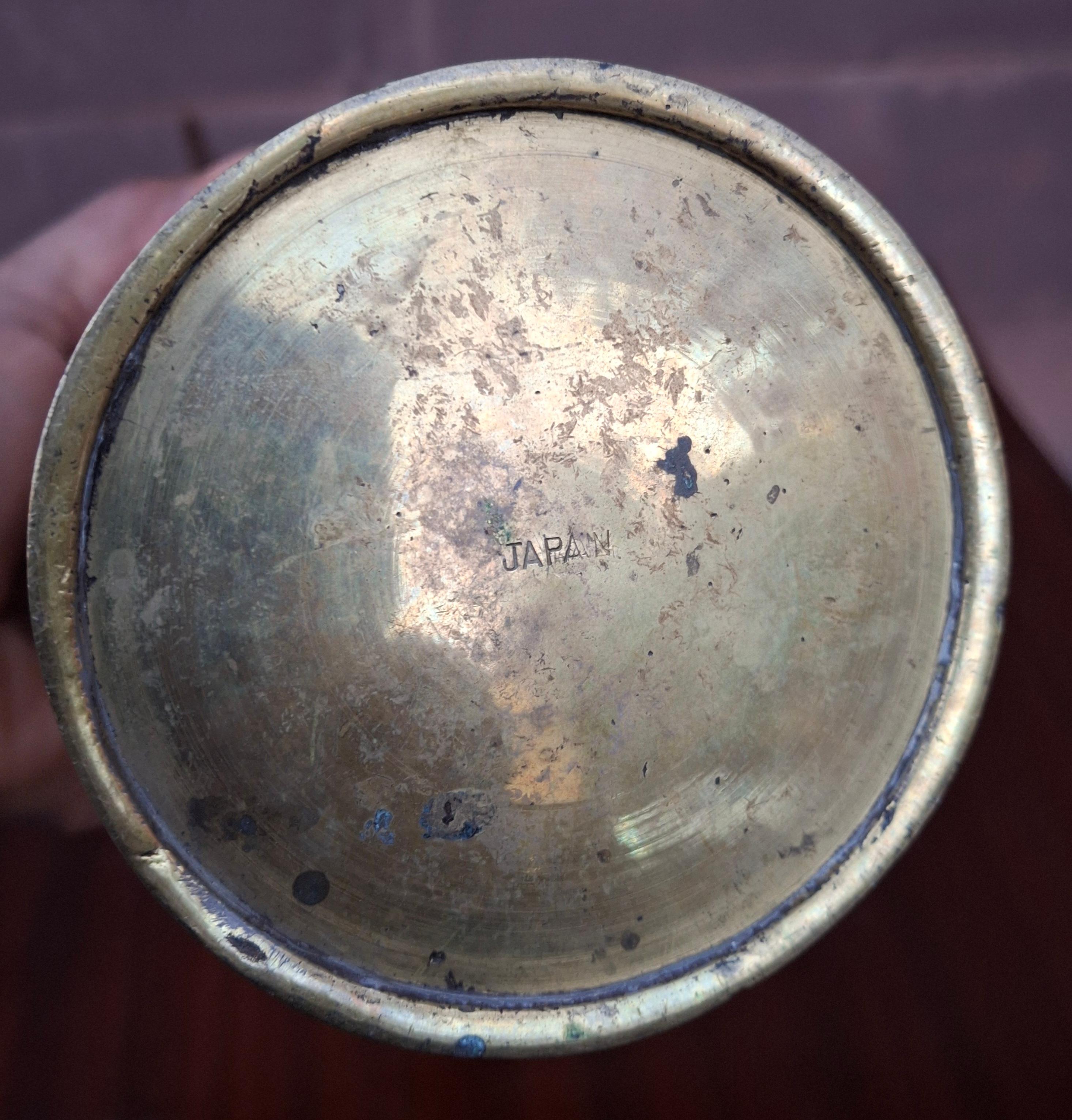 Mid 20th Century Japanese Etched and Repousse Bronze Vase For Sale 2