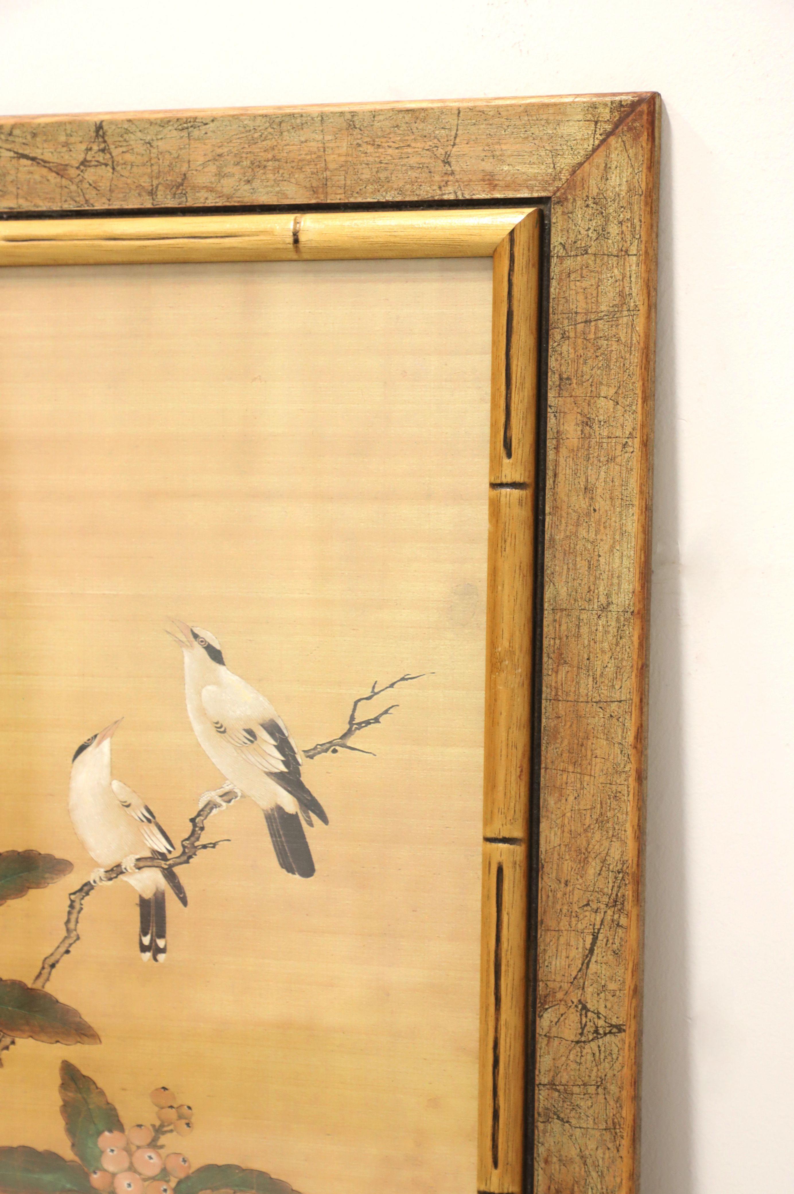 20ième siècle Paire de tableaux d'oiseaux encadrés en faux bambou japonais du milieu du 20e siècle