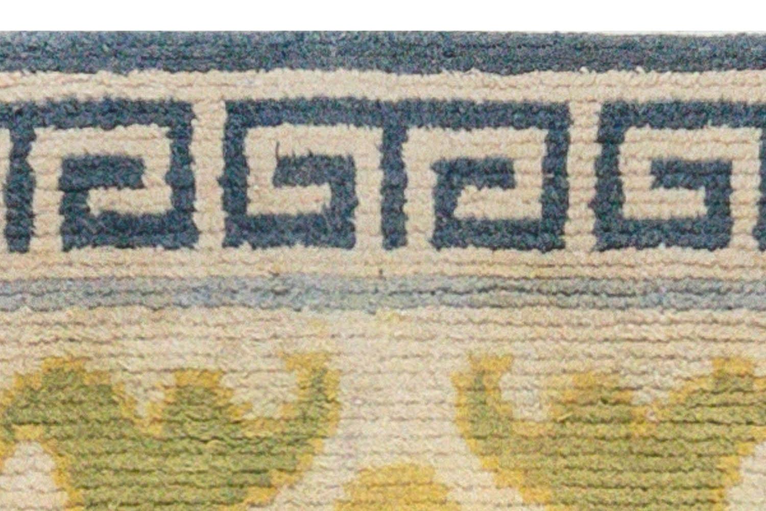 Hand-Knotted Doris Leslie Blau Collection Mid-20th Century Japanese Floral Handwoven Wool Rug