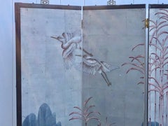 Mid 20th Century Japanese Hand Painted Folding Screen