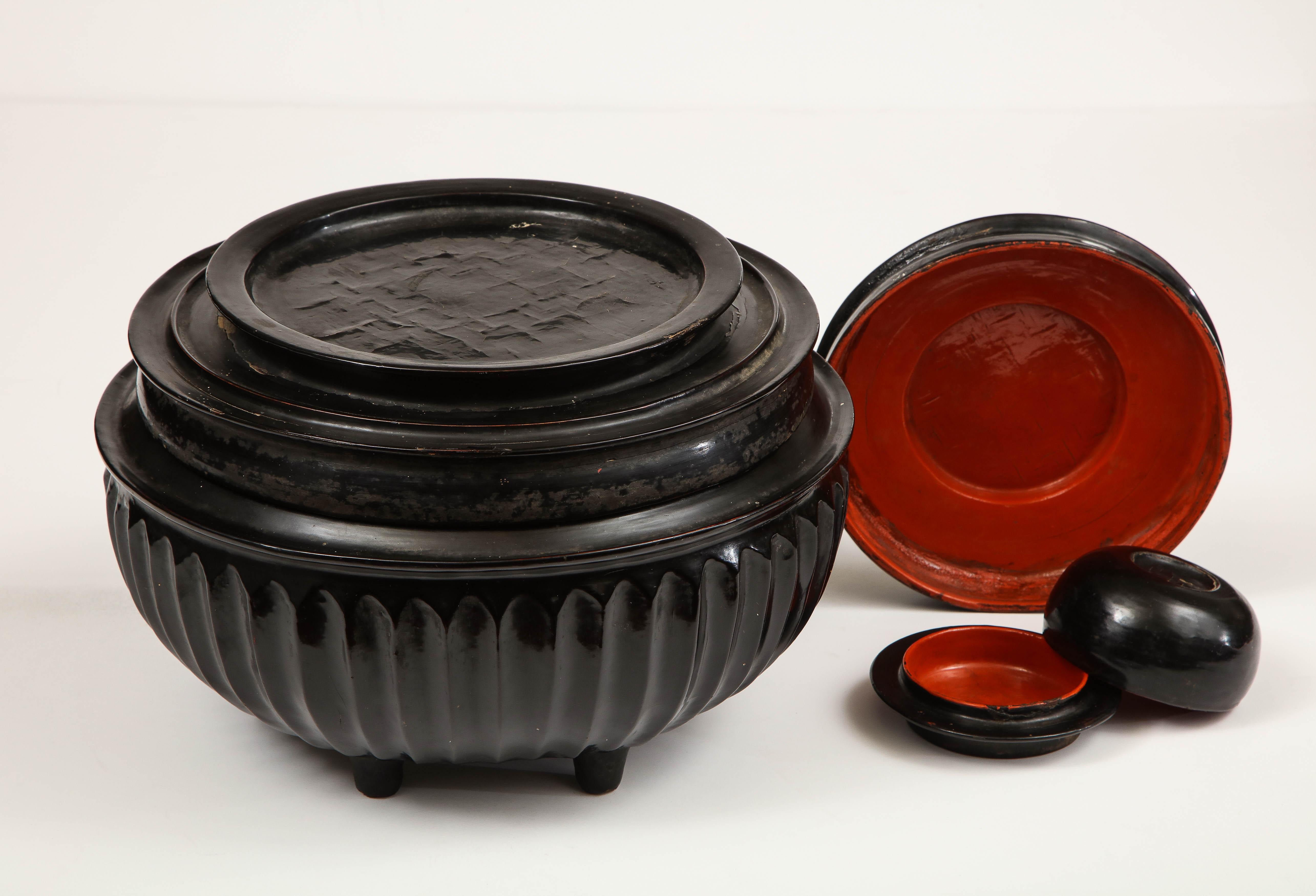 Mid-20th Century Japanese, Lacquer on Cane, Food Box 6