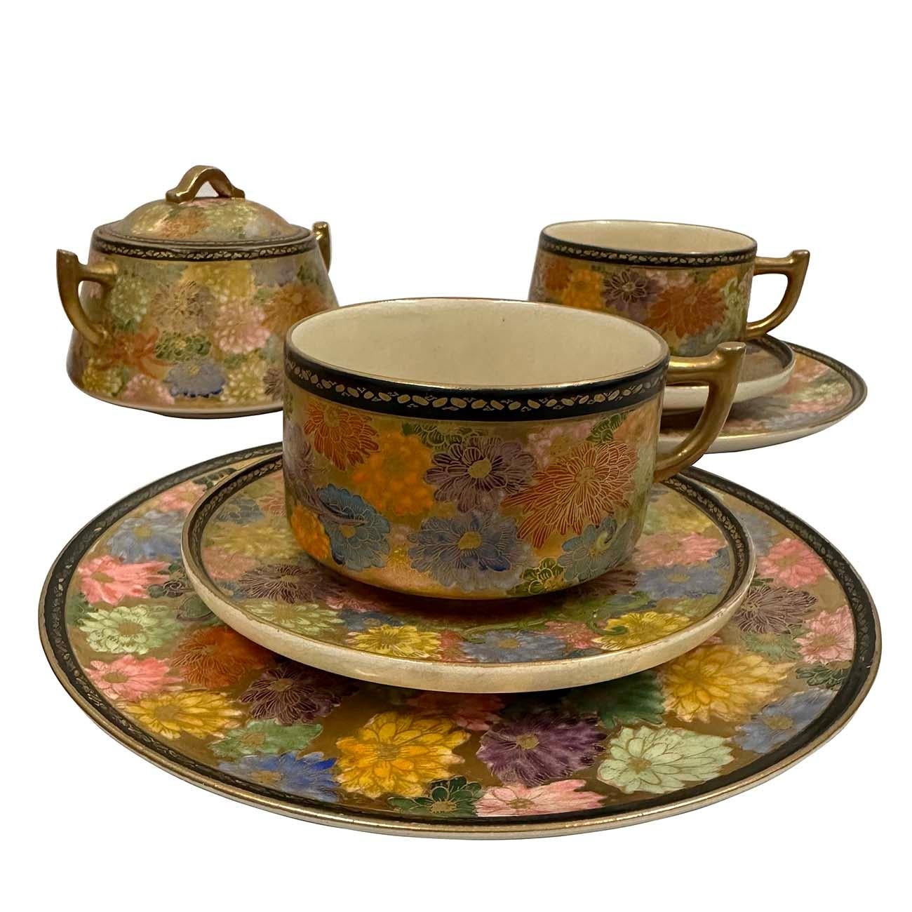 Mid-20th Century Japanese Satsuma Tea set, 21 pieces For Sale 4