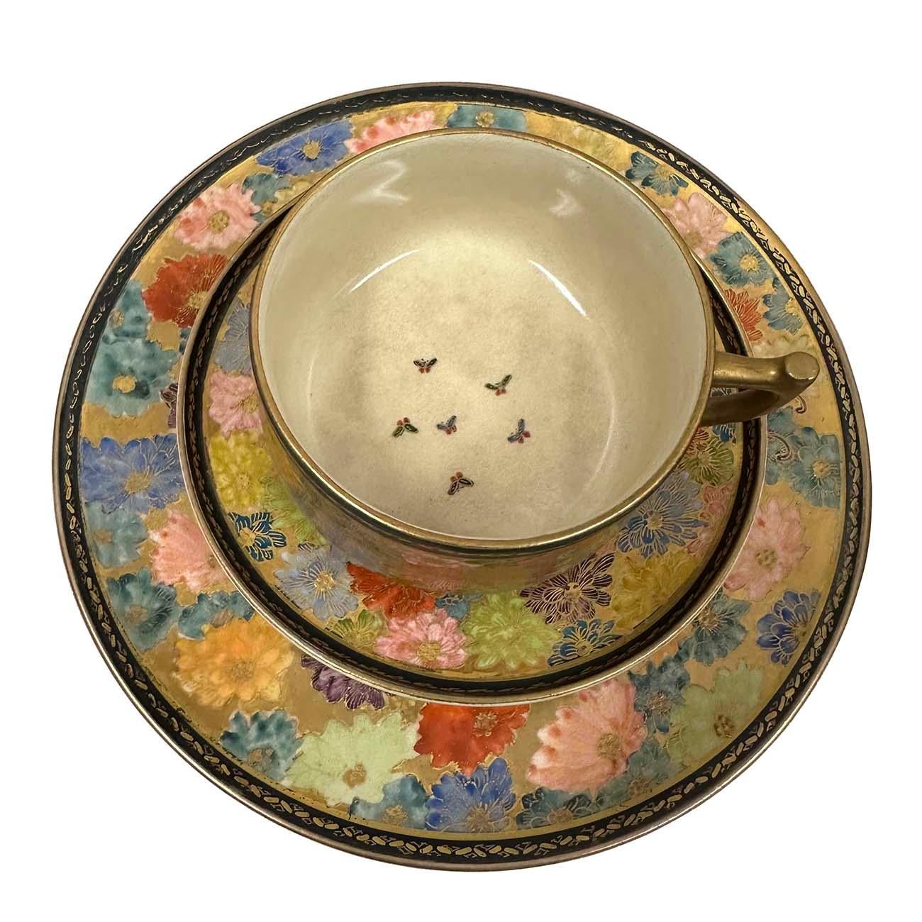 Hand-Painted Mid-20th Century Japanese Satsuma Tea set, 21 pieces For Sale