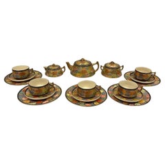 Vintage Mid-20th Century Japanese Satsuma Tea set, 21 pieces