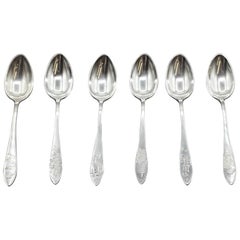 Mid-20th Century Japanese Set of Six Sterling Silver Demitasse Spoons