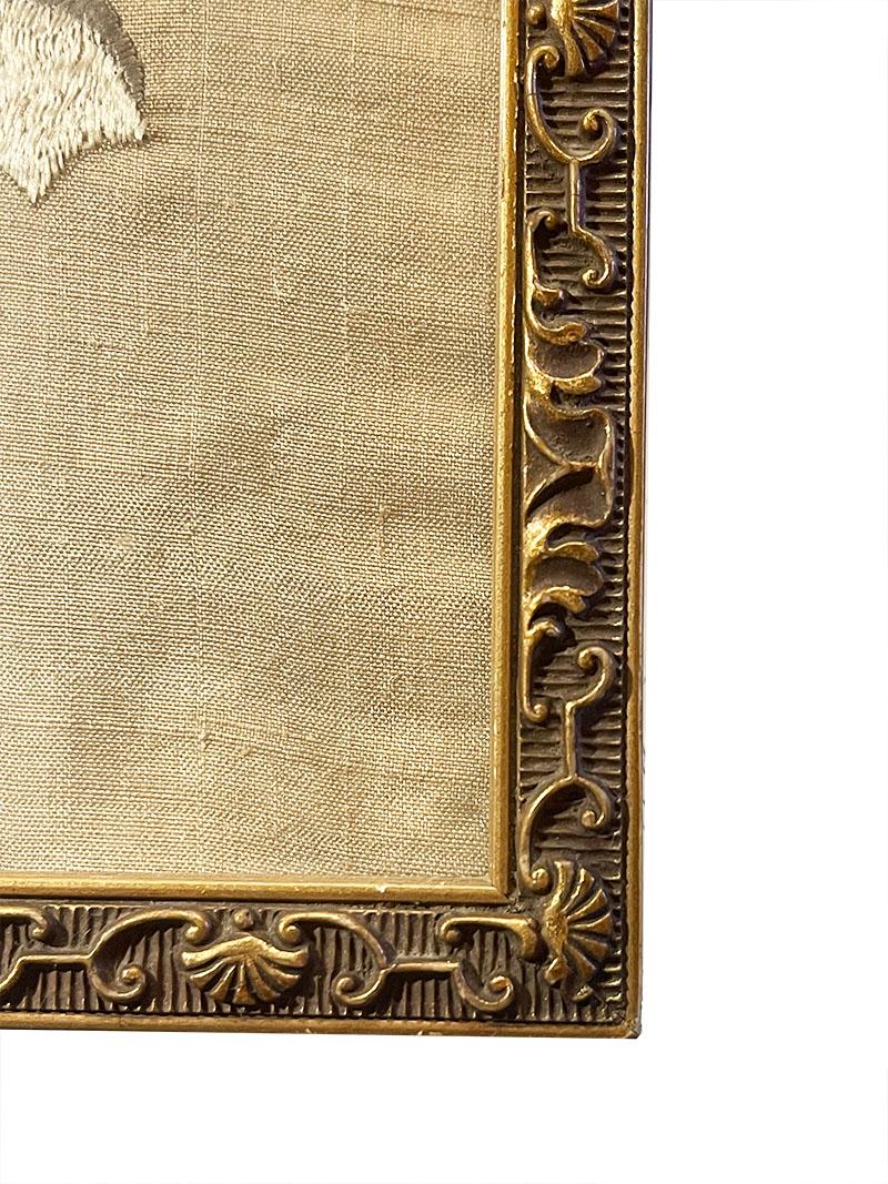 Embroidered Mid-20th Century Japanese silk embroidered framed painting For Sale