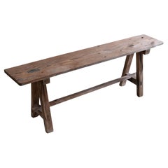 Banc long japonais vintage Sugi en cèdre du milieu du 20e siècle wabi sabi, Japandi