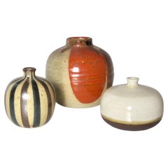 Collection de trois pots et vases à herbes japonais du milieu du 20e siècle