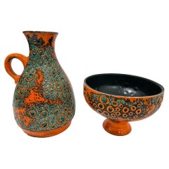 Mid-20th Century Jasba Vase and Planter in "Moon Grater" Pattern