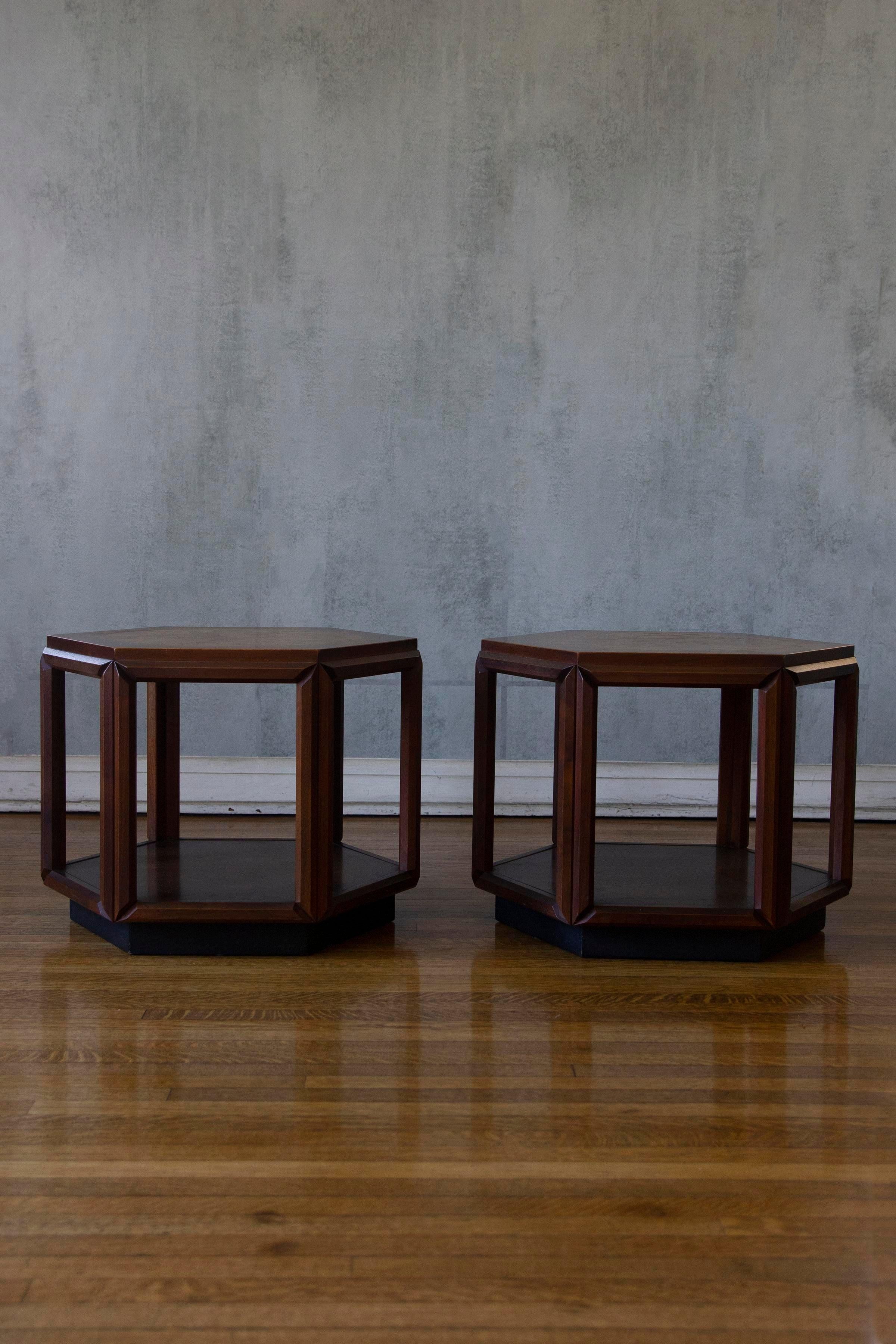 Mid 20th Century John Keal for Brown Saltman Hexagonal Side Tables, Set of 2 For Sale 1