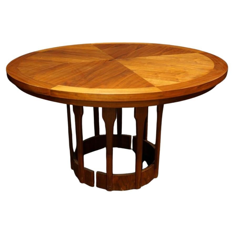Mid 20th Century John Keal for Brown Saltman Round Dining Table w/ Two Leaves For Sale