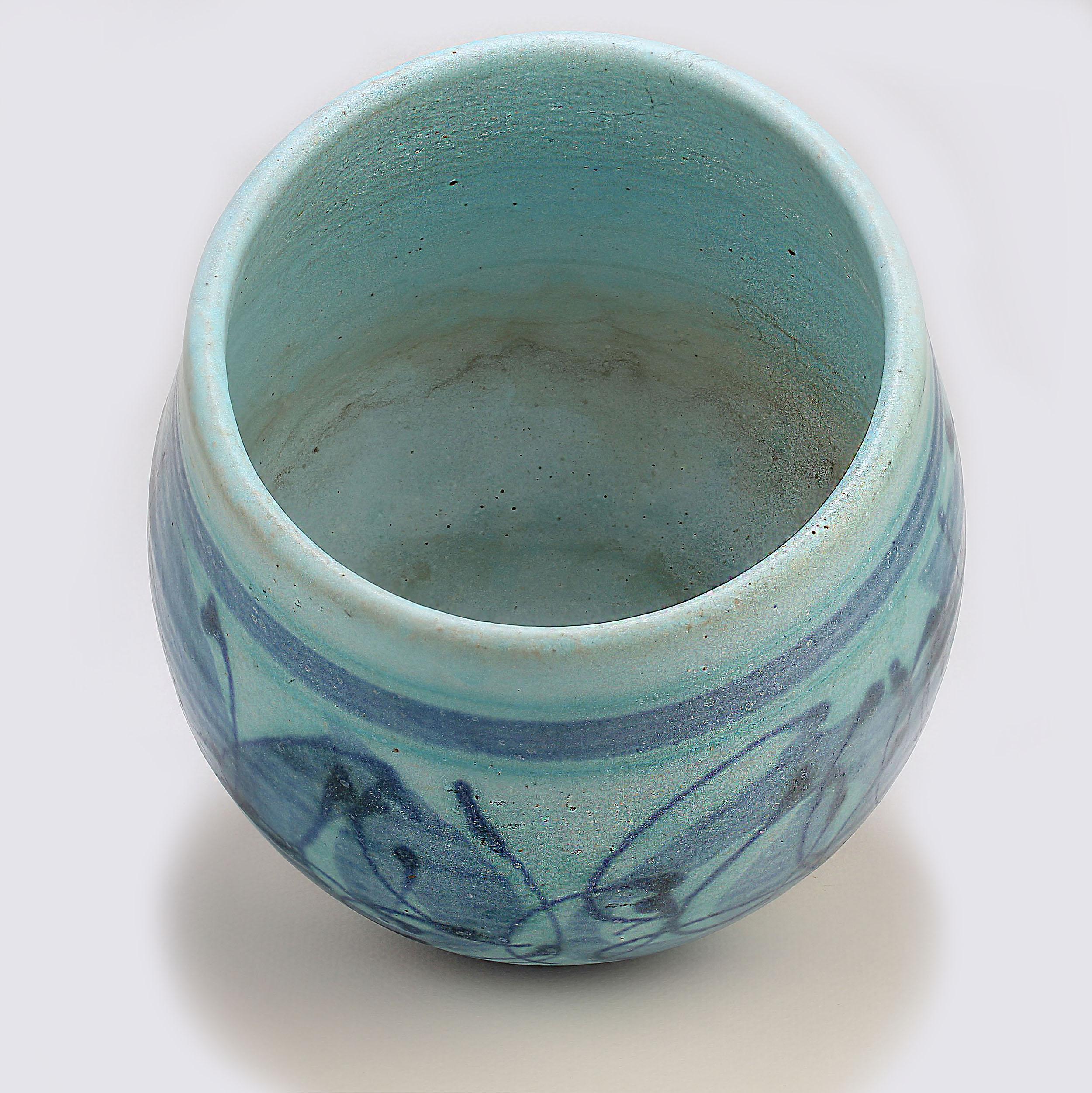Mediados del siglo XX Jt Abernathy Cuenco de esmalte azul clásico estadounidense en venta