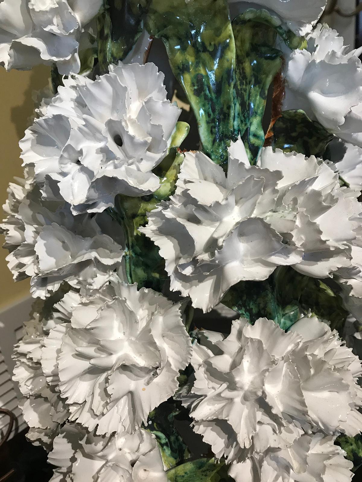 Mid-20th Century Jumbo Italian White and Green Carnation Topiary 2