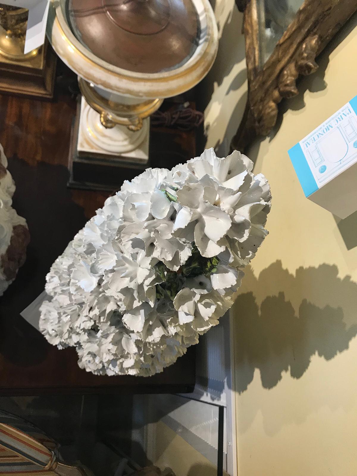 Mid-20th Century Jumbo Italian White and Green Carnation Topiary 3