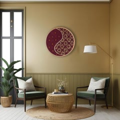 Mid 20th Century kimono textile art " Yin–Yang ~ Balance ~" by ikasu BrownJapan