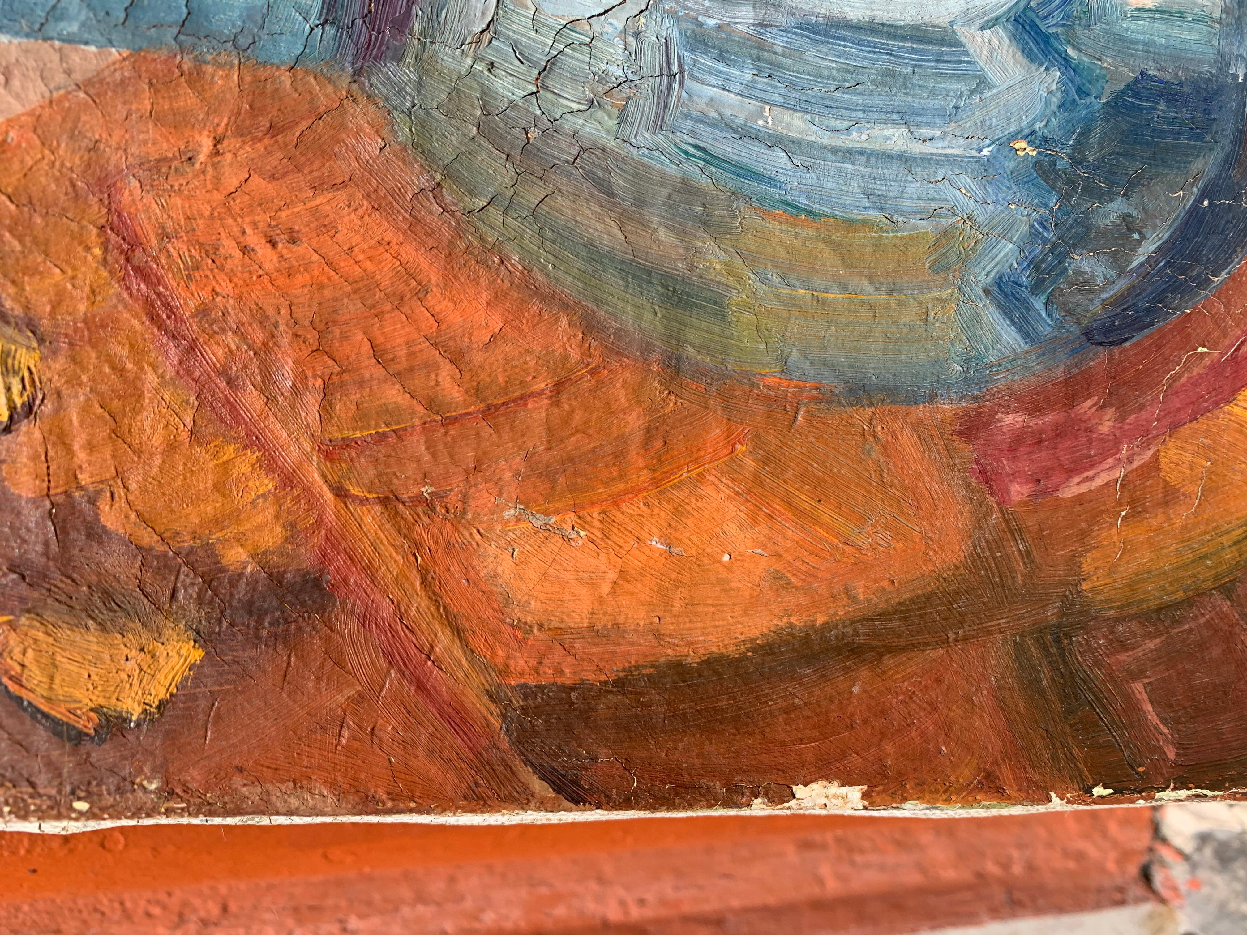 Painted Mid- 20th Century Kitchen Still Life Oil On Canvas For Sale
