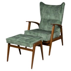 Mid 20th Century Knoll Antimott Recliner & Footstool c.1960