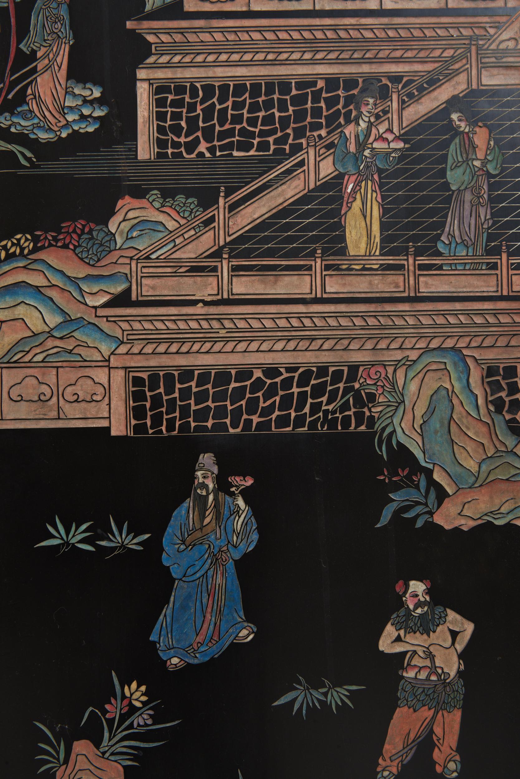Mid-20th Century Lacquer 8 Leaf Screen 11